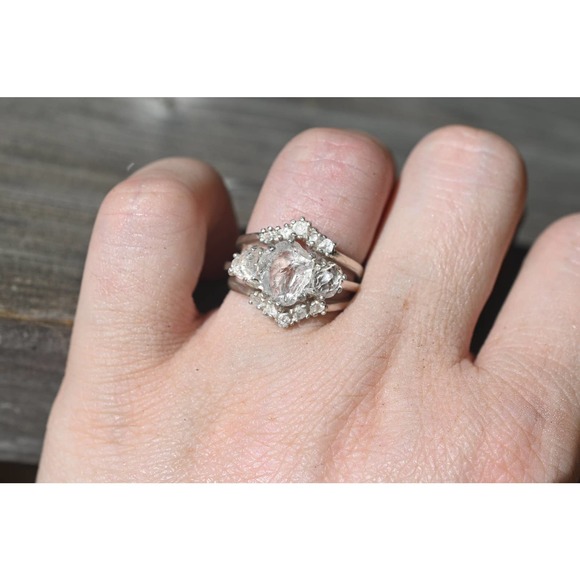 Engagement ring set raw stone ring, alternative engagement ring - Picture 4 of 5